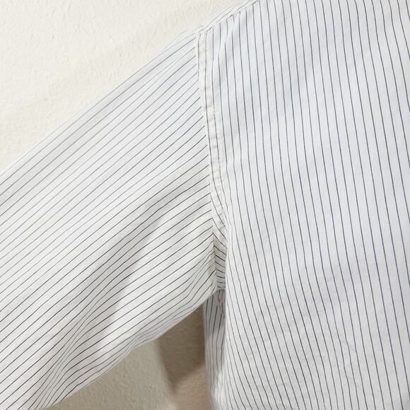 Fossil White Blue Striped Pointed Collar Button Up Shirt Medium Lightweight Soft - Picture 6 of 7